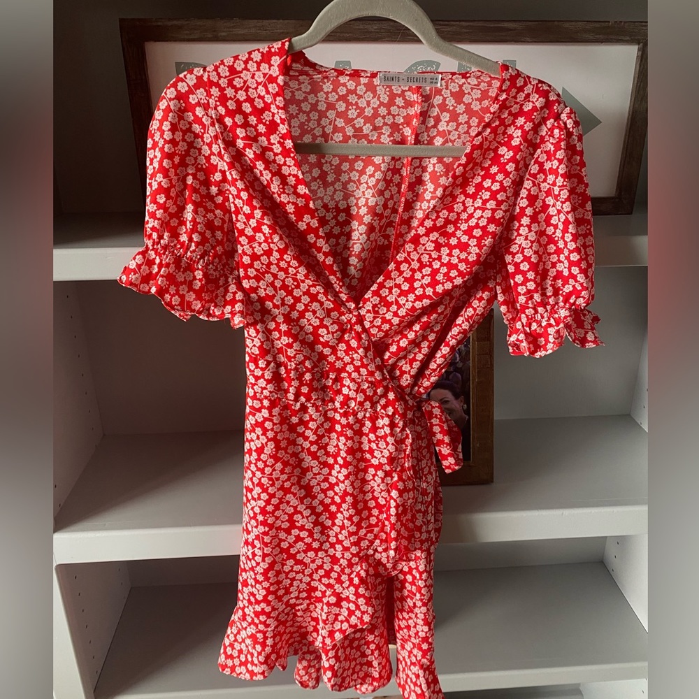 Saints and Secrets red and white floral dress